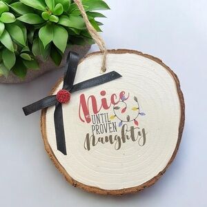 Handmade Decorative Wooden Christmas Ornament with Bow